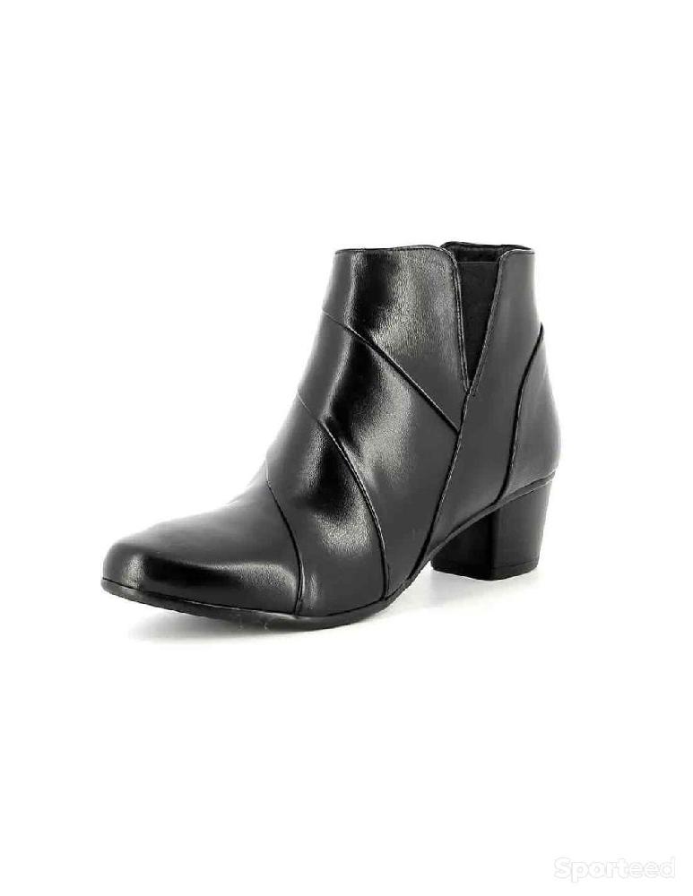 Sportswear - Bottines Atelier Mégis élégante Noir Cuir Véritable Intérieur Fourré - photo 1