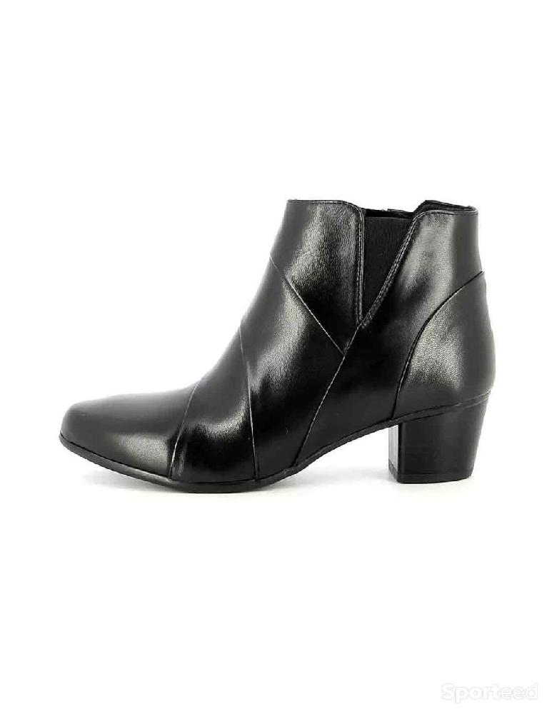Sportswear - Bottines Atelier Mégis élégante Noir Cuir Véritable Intérieur Fourré - photo 2