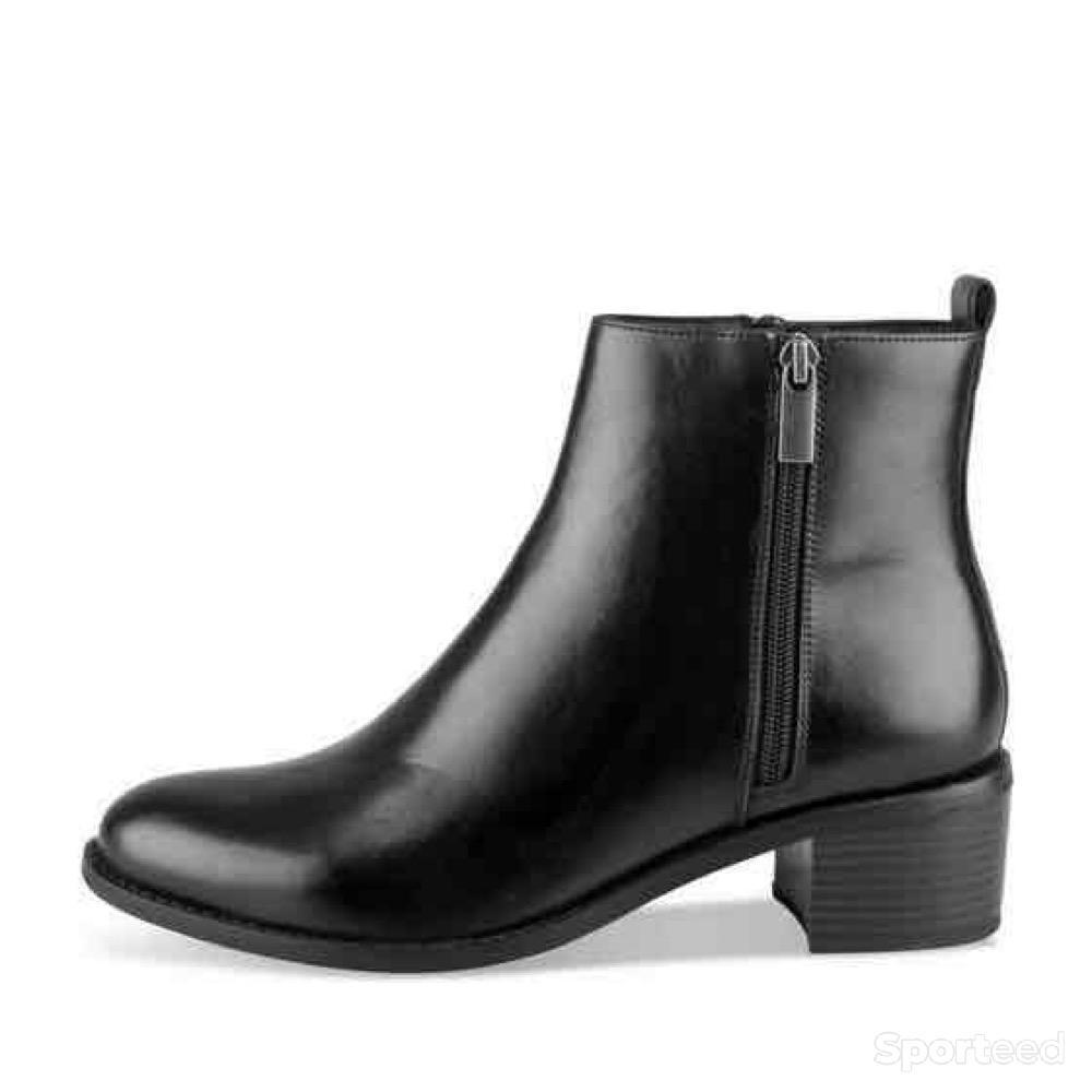 Sportswear - Bottines Atelier Mégis Noir Cuir Véritable double Fermeture éclair Femme - photo 2