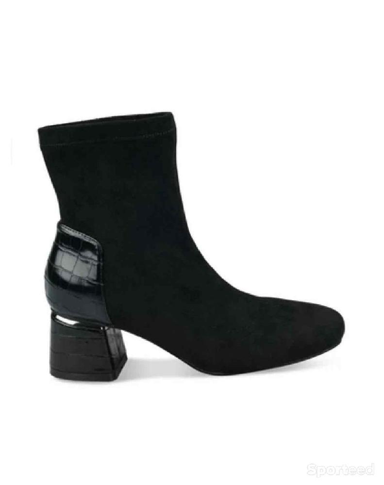 Sportswear - Bottines Sinéquanone Noir Daim Talon Carré Effet Crocodile Femme - photo 1
