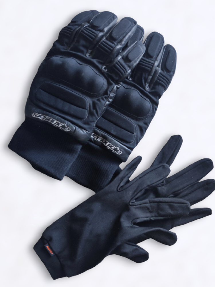 Moto route - Lot gants de moto cuir + sous gants thermique noir / Alpinestars & Nox - photo 1