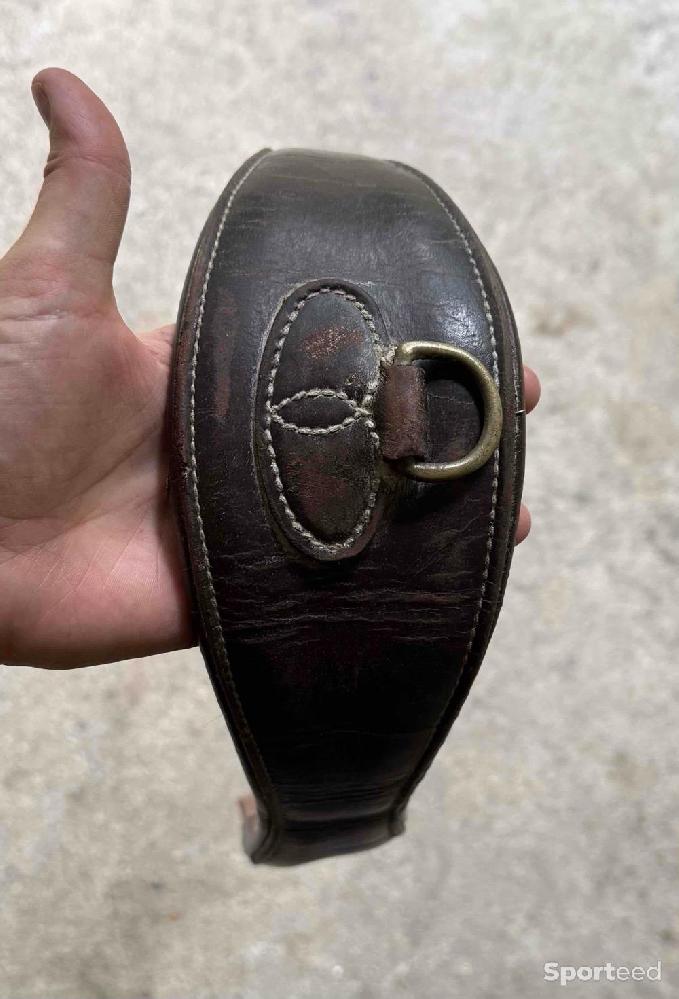 Equitation - Sangle cuir élastique marron/bordeau - photo 4