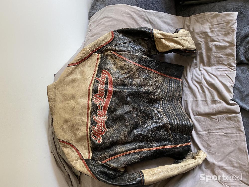 Moto route - BLOUSON CUIR BEIGE ET NOIR HARLEY DAVIDSON - photo 1