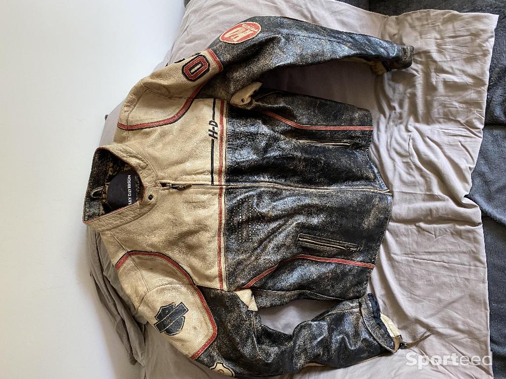 Moto route - BLOUSON CUIR BEIGE ET NOIR HARLEY DAVIDSON - photo 2
