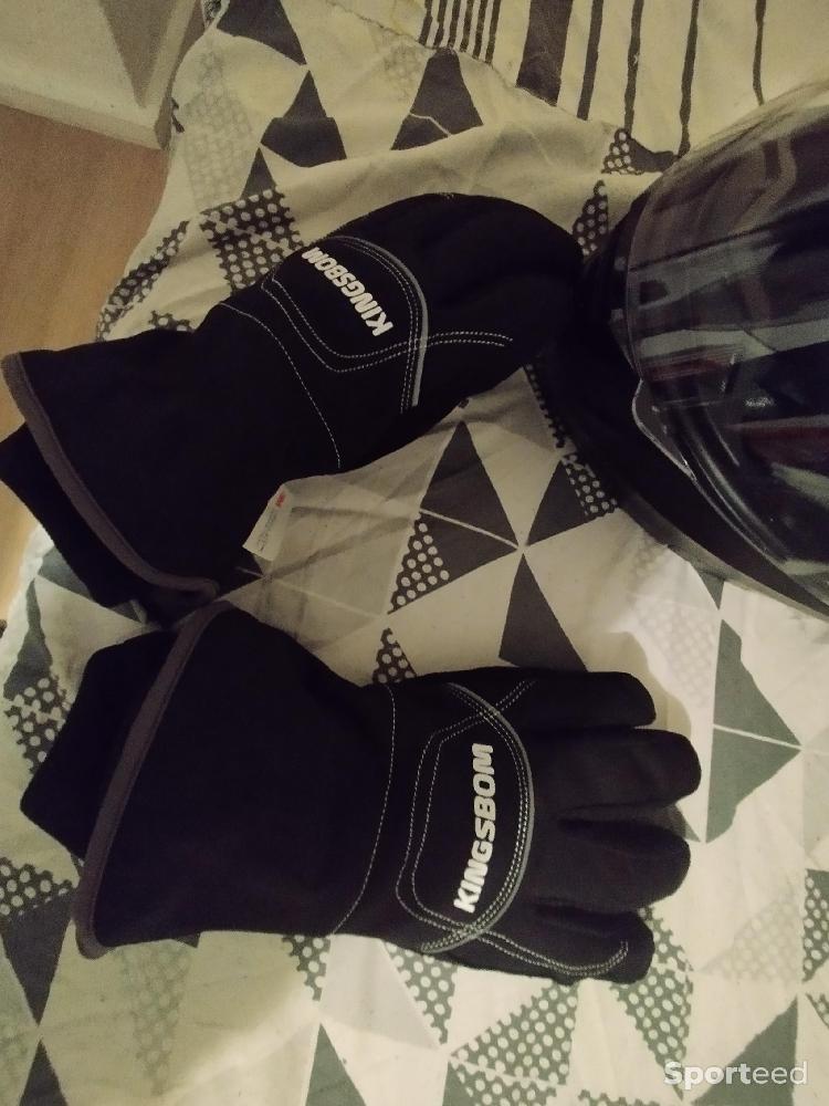 Moto route - Casque moto modulable Black homologué et gants noire - photo 3