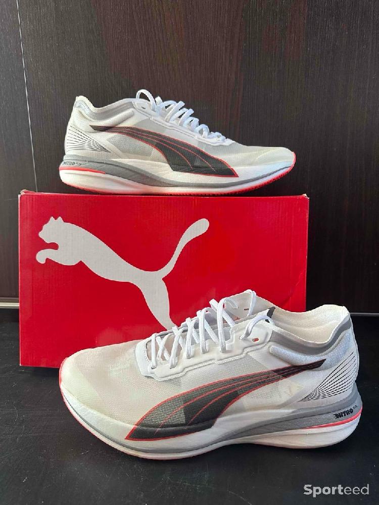 Course à pied route - Puma Deviate Nitro Elite - Plaque Carbone ( Taille 45 - US 11,5 - Running ) - photo 2