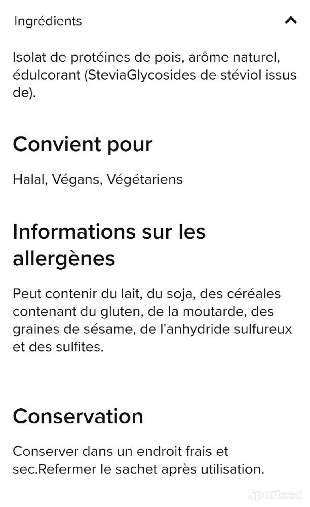 Nutrition sportive - Isolate Protéines De Pois goût vanille  - photo 5