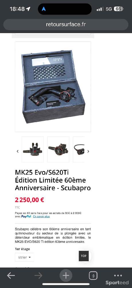Plongée sous marine - SCUBAPRO DETENDEUR MK25 EVO/S620 TI 60 ANS ANNIVERSAIRE PLUS OCTOPUS R105 - photo 1