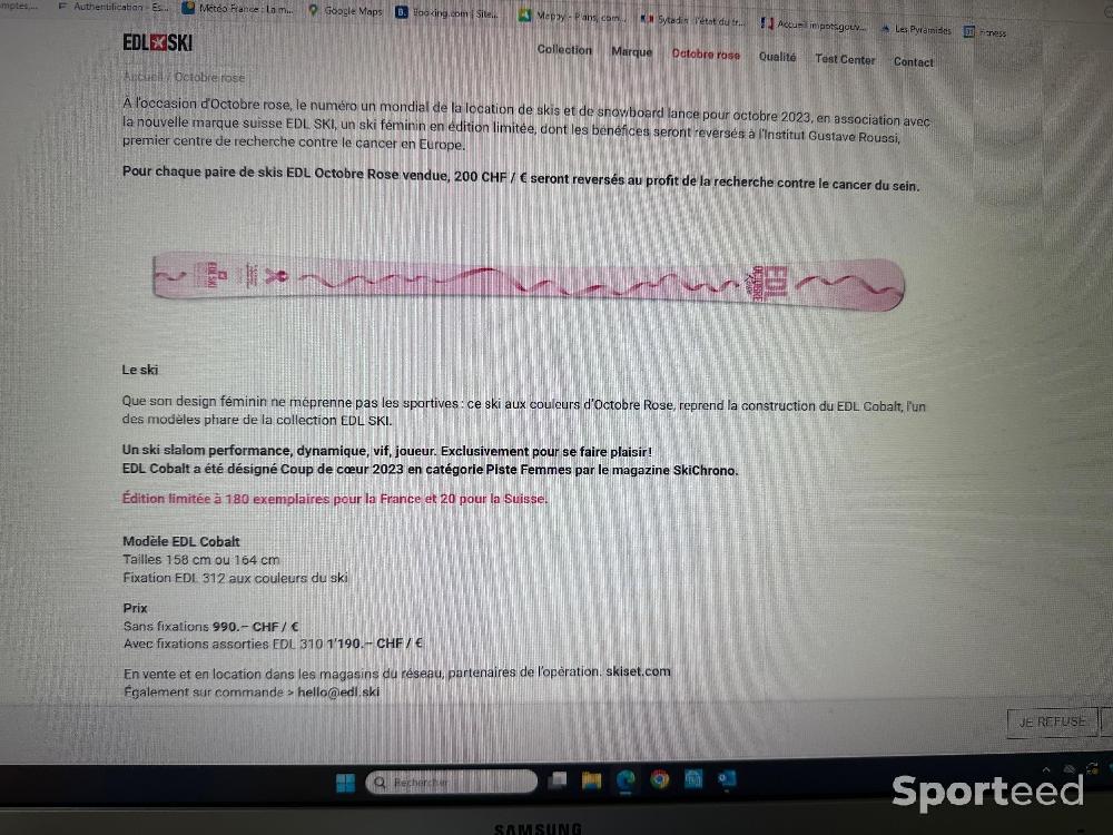Ski alpin - SKIS NEUFS EDL Octobre rose édition limitée - photo 2