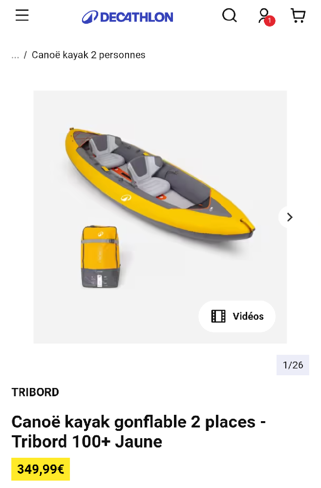 Canoë Kayak - Kayak gonflable Touring 100 servi 3 fois - photo 1
