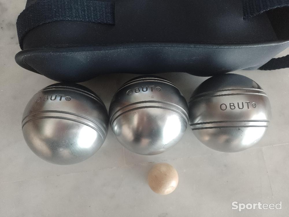 Pétanque - 3 BOULES DE PETANQUE ET COCHONNET OBUT LOISIR INOX LISSES - photo 2