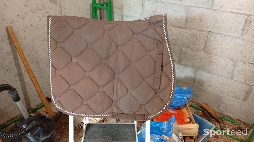 Equitation - Tapis d’équitation taille cheval de couleur marron et bleu taille cheval en bon état  - photo 1