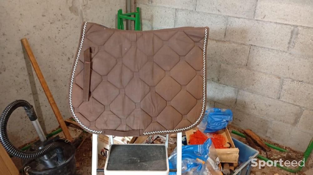 Equitation - Tapis d’équitation taille cheval de couleur marron et bleu taille cheval en bon état  - photo 2