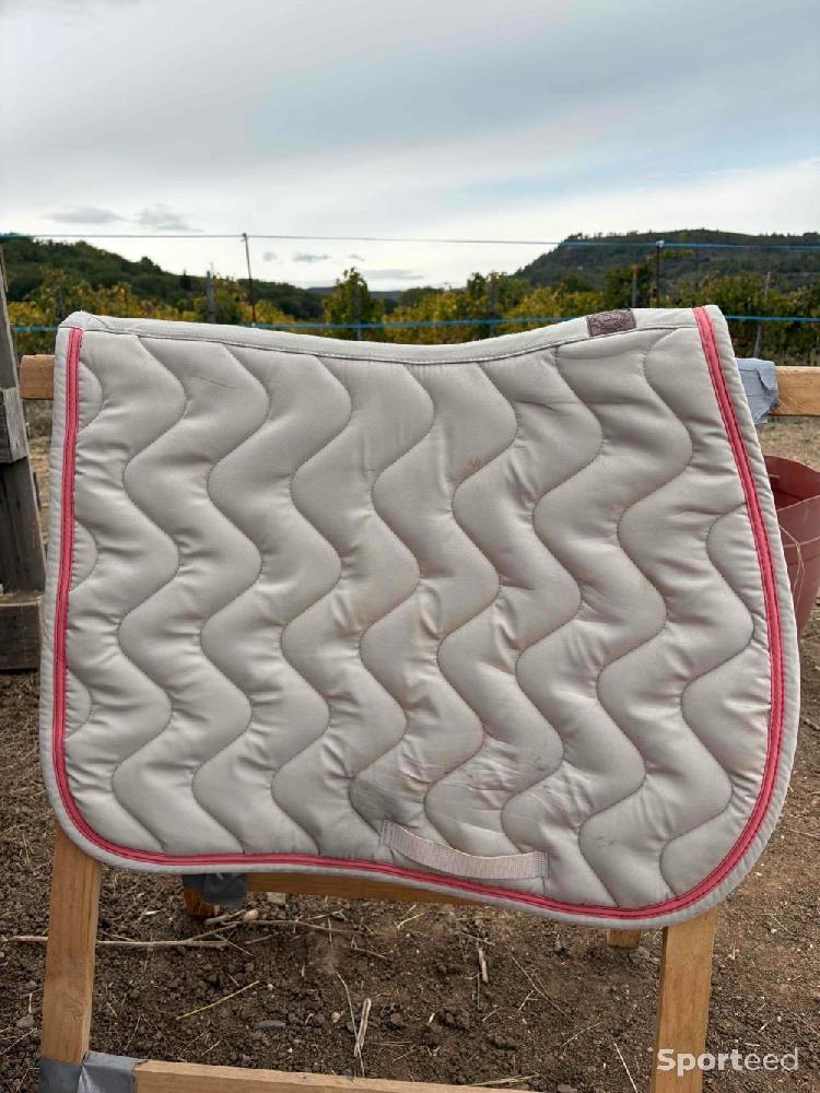 Equitation - Tapis Harcour beige / blanc crème liseré rose corail – mixte dressage / CSO - photo 1