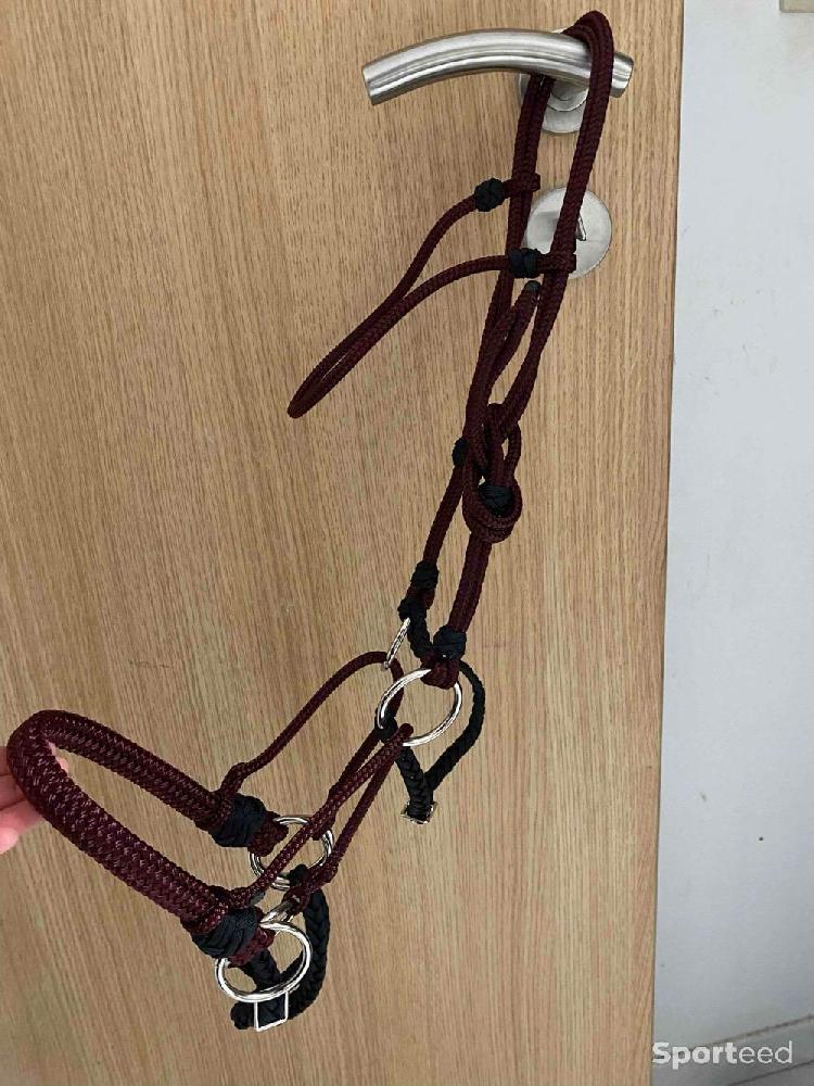 Equitation - Bride customisée sans mors pour cheval en corde à tirage latéral, hackmore  - photo 1