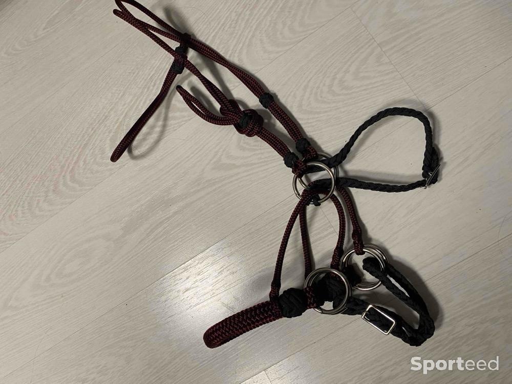 Equitation - Bride customisée sans mors pour cheval en corde à tirage latéral, hackmore  - photo 2