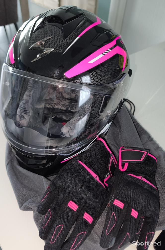 Moto route - Casque moto rose scorpion EXO-491 KRIPTA taille S   - photo 3